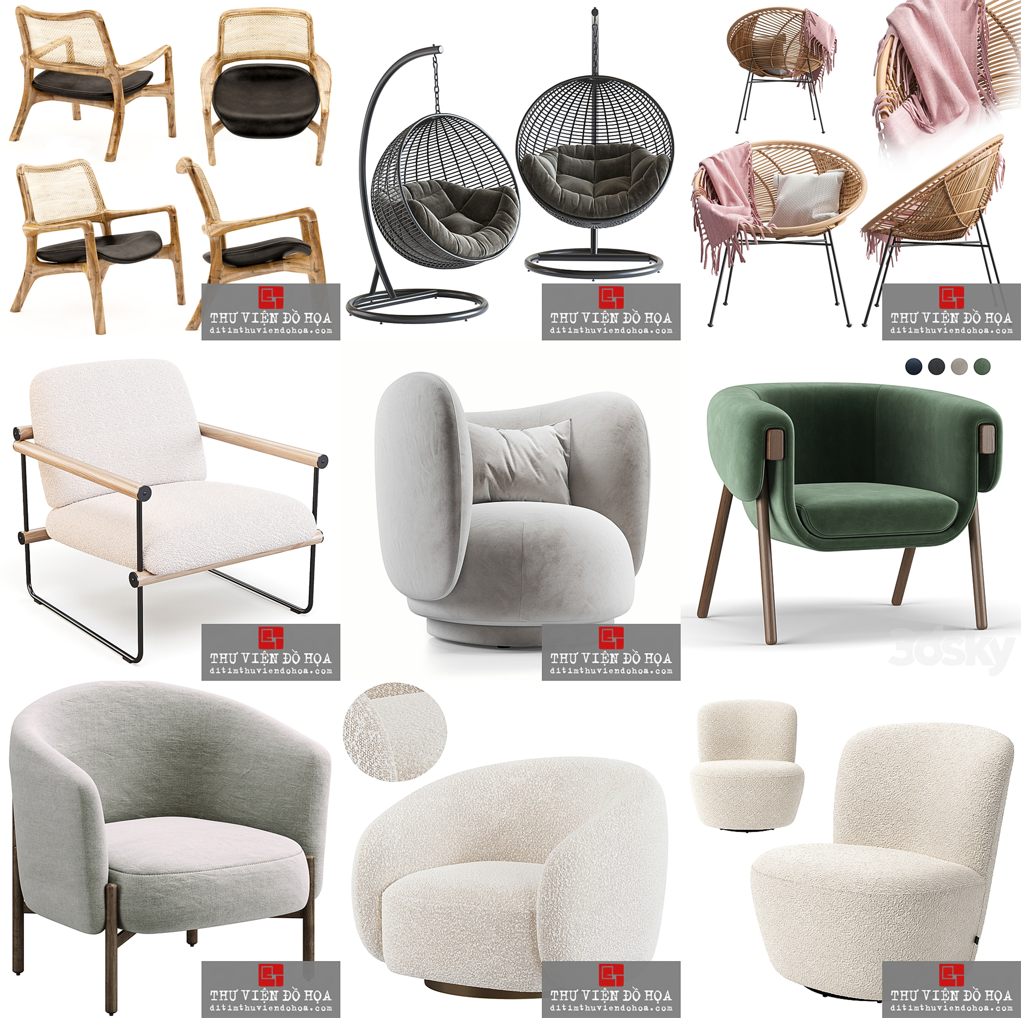 Ditim 3dsmax PRO | Furniture-Arm chair 9 models PRO [ VIP ] post thumbnail image